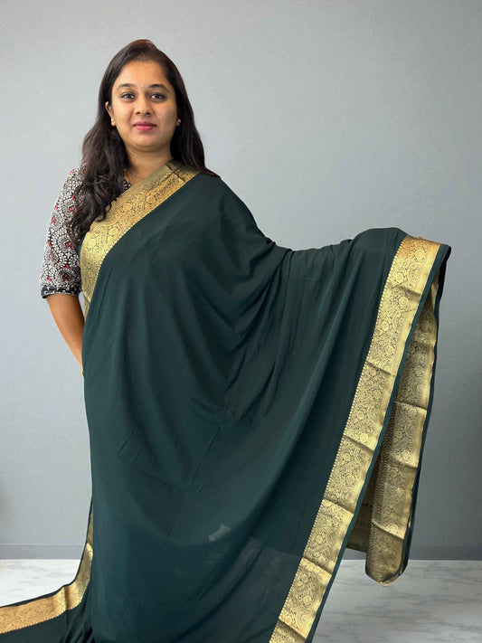 Premium Georgette Fabric in Bottle Green for Timeless Elegance and Fashion - Craft Of Aele