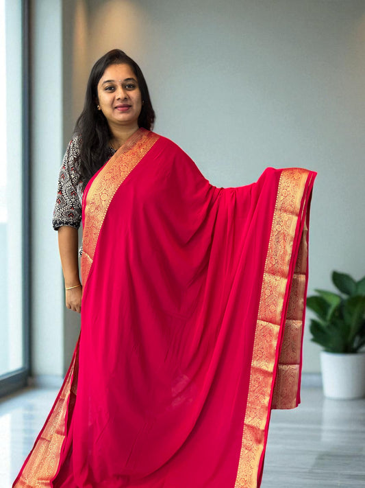 Premium Red Georgette Fabric for Luxurious Attire - Elevate Your Fashion - Craft Of Aele