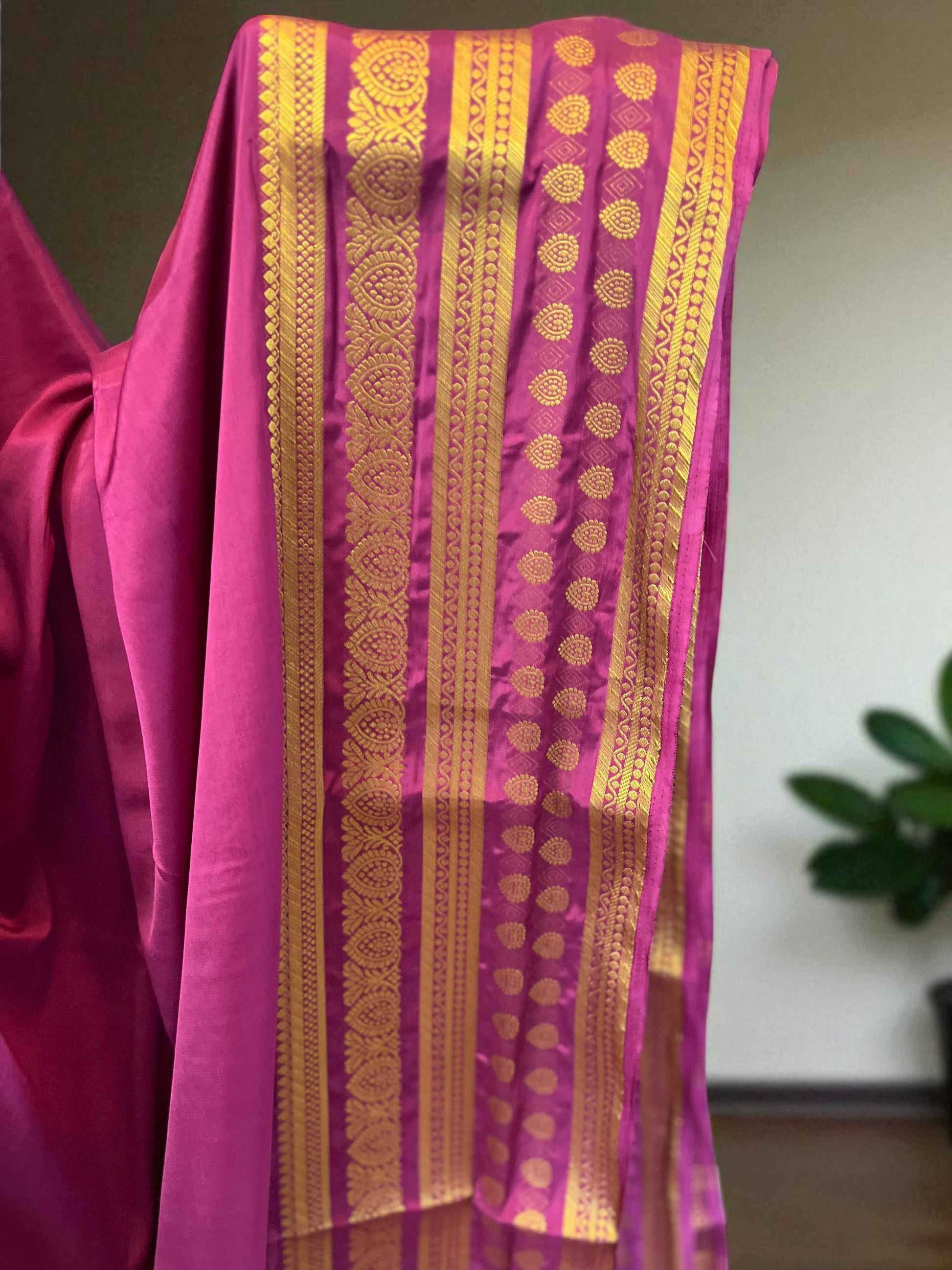 Semi Crepe Butta Border Onion Pink by Bentex Design - Elegant and Stylish - Craft Of Aele