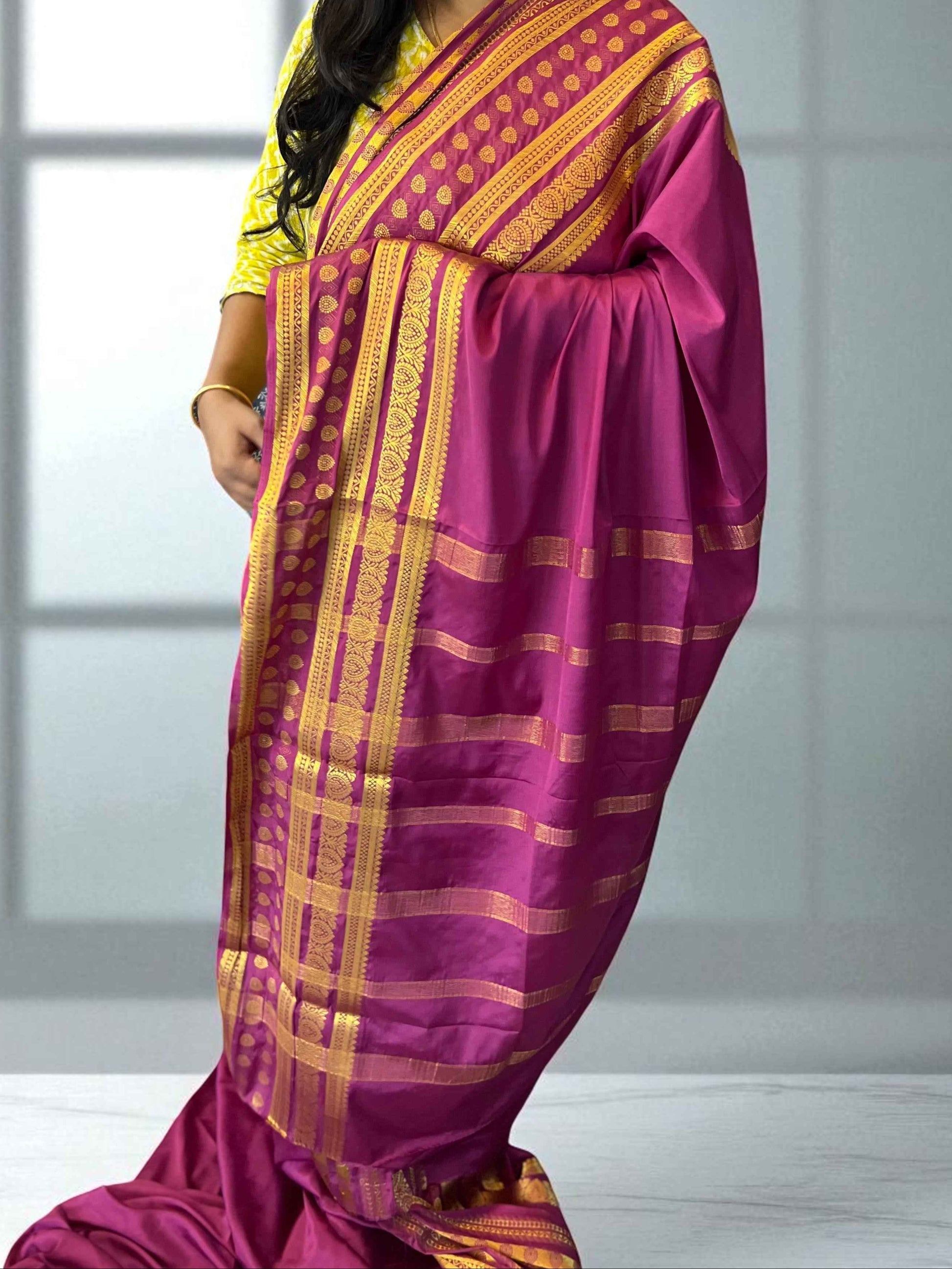 Semi Crepe Butta Border Onion Pink by Bentex Design - Elegant and Stylish - Craft Of Aele