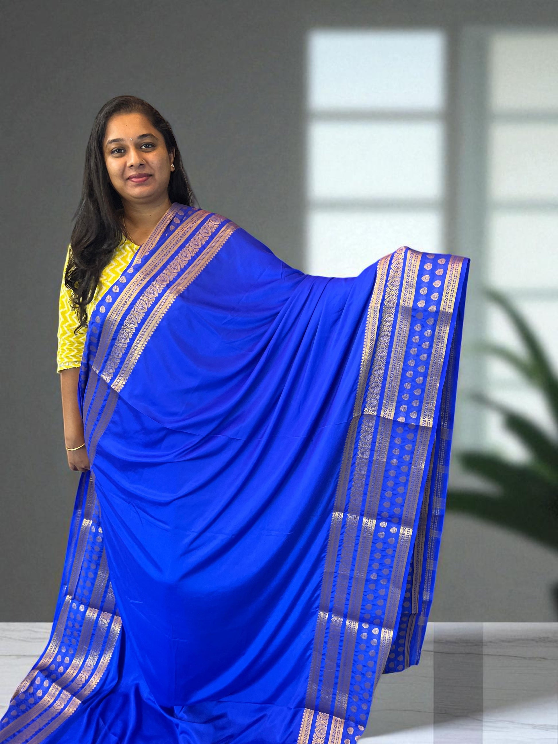 Semi Crepe Royal Blue Fabric by Bentex Design - Craft Of Aele