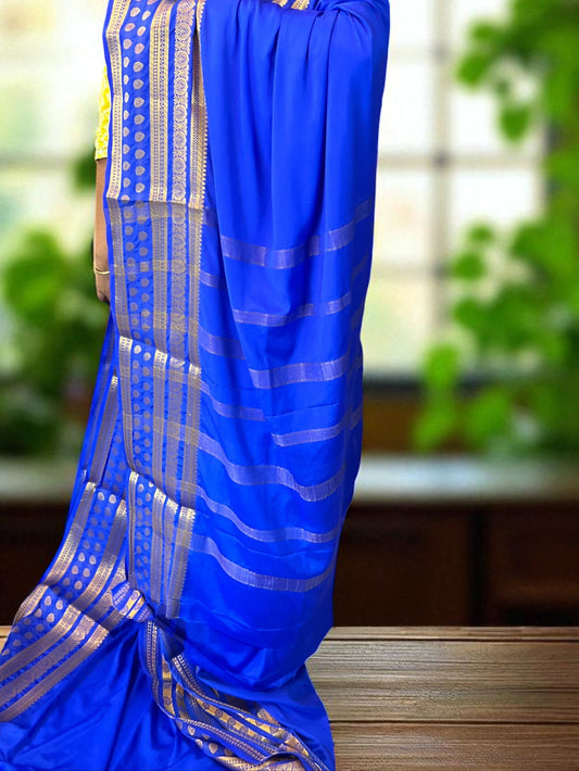 Semi Crepe Royal Blue Fabric by Bentex Design - Craft Of Aele