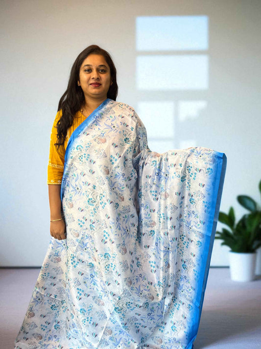 Soft Cotton Floral Blue Dress - Elegant Fabric for Stylish Outfits - Craft Of Aele