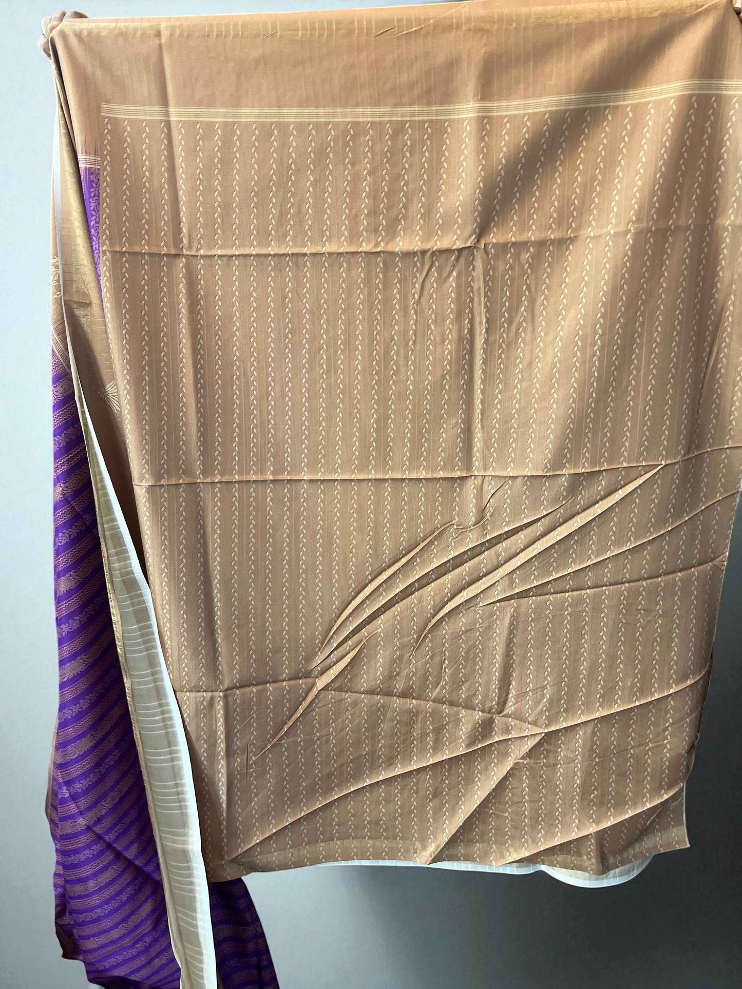 Soft Silk Saree Purple with Beige Elegant Design - Craft Of Aele