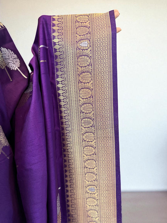 Banarasi Crepe Fabric in Purple Shade - Elegant for Any Occasion - Craft Of Aele