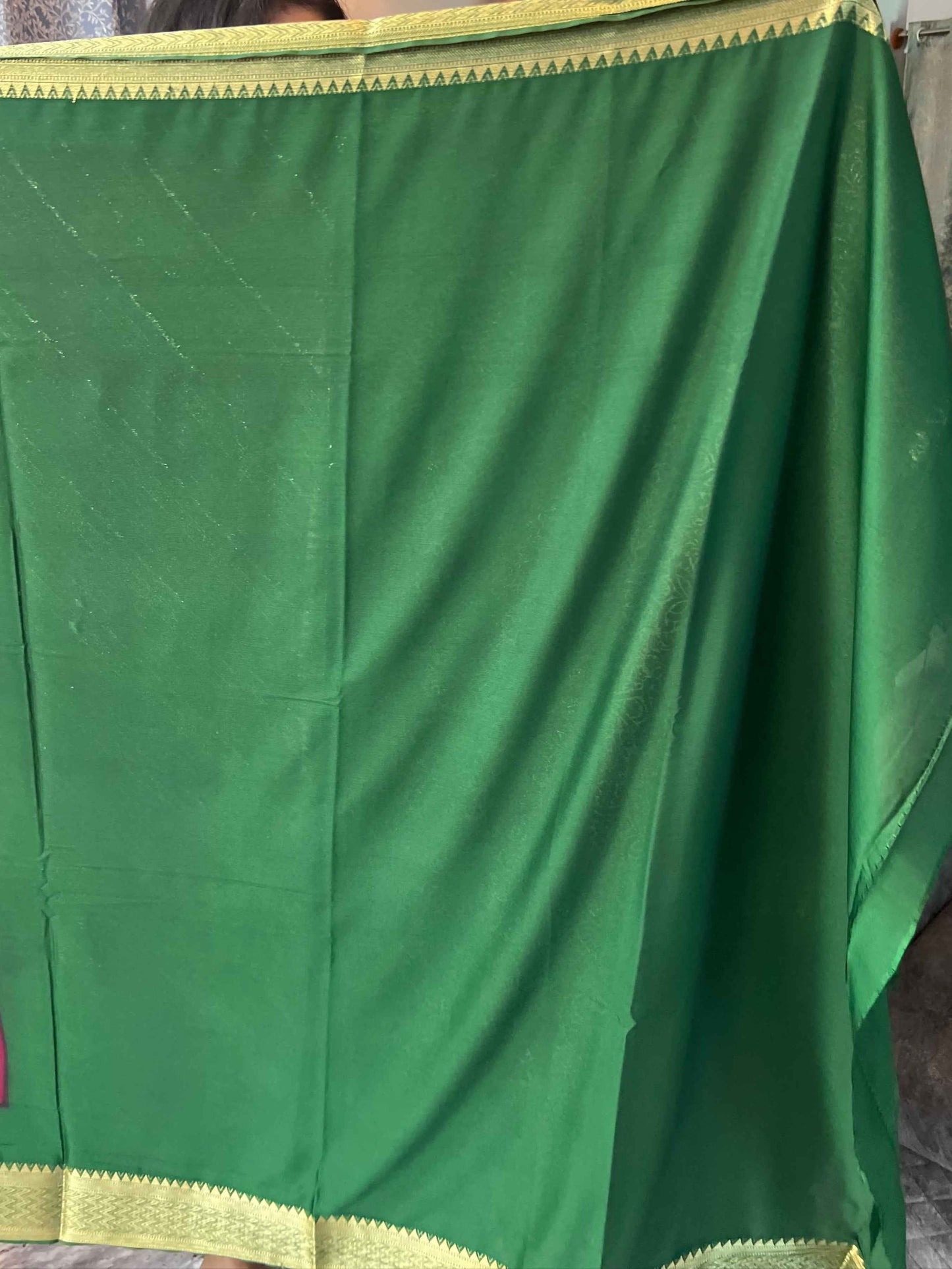 Mysore Semi Crepe - Simmer fabric Wine with Green - Craft Of Aele