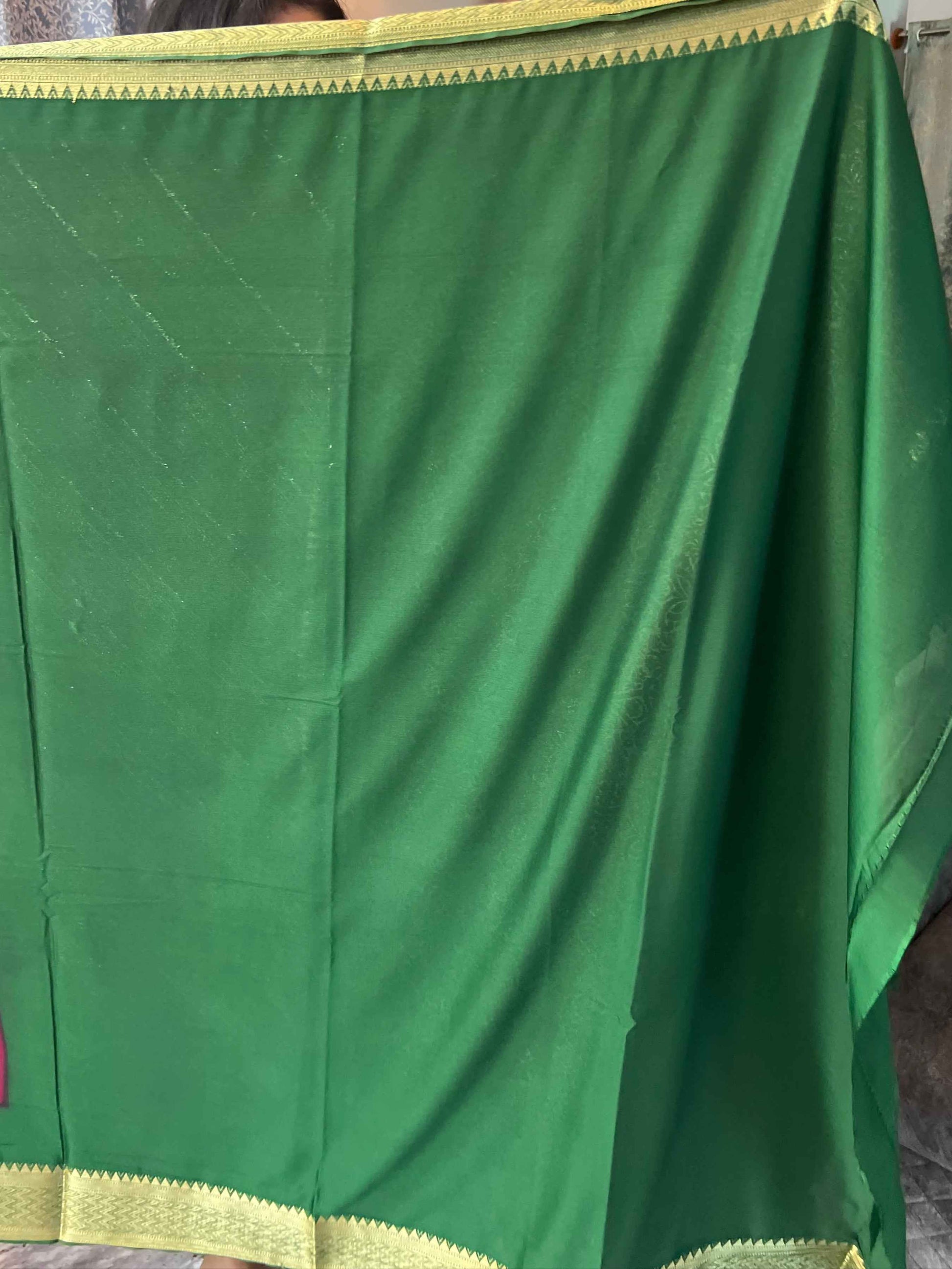 Mysore Semi Crepe - Simmer fabric Wine with Green - Craft Of Aele