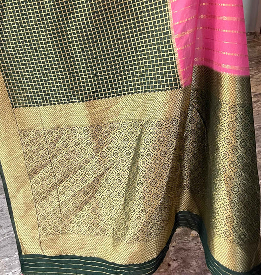 Mysore Semi Crepe Half and Half - Candy Pink with Green (Copy)