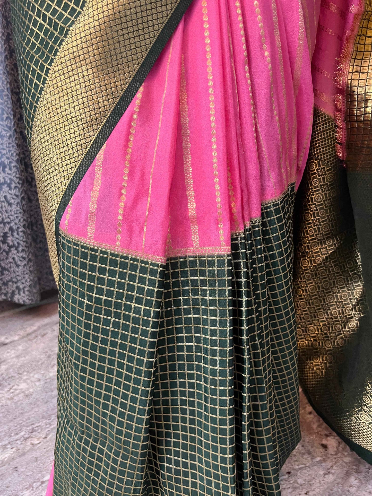 Mysore Semi Crepe Half and Half - Candy Pink with Green (Copy)