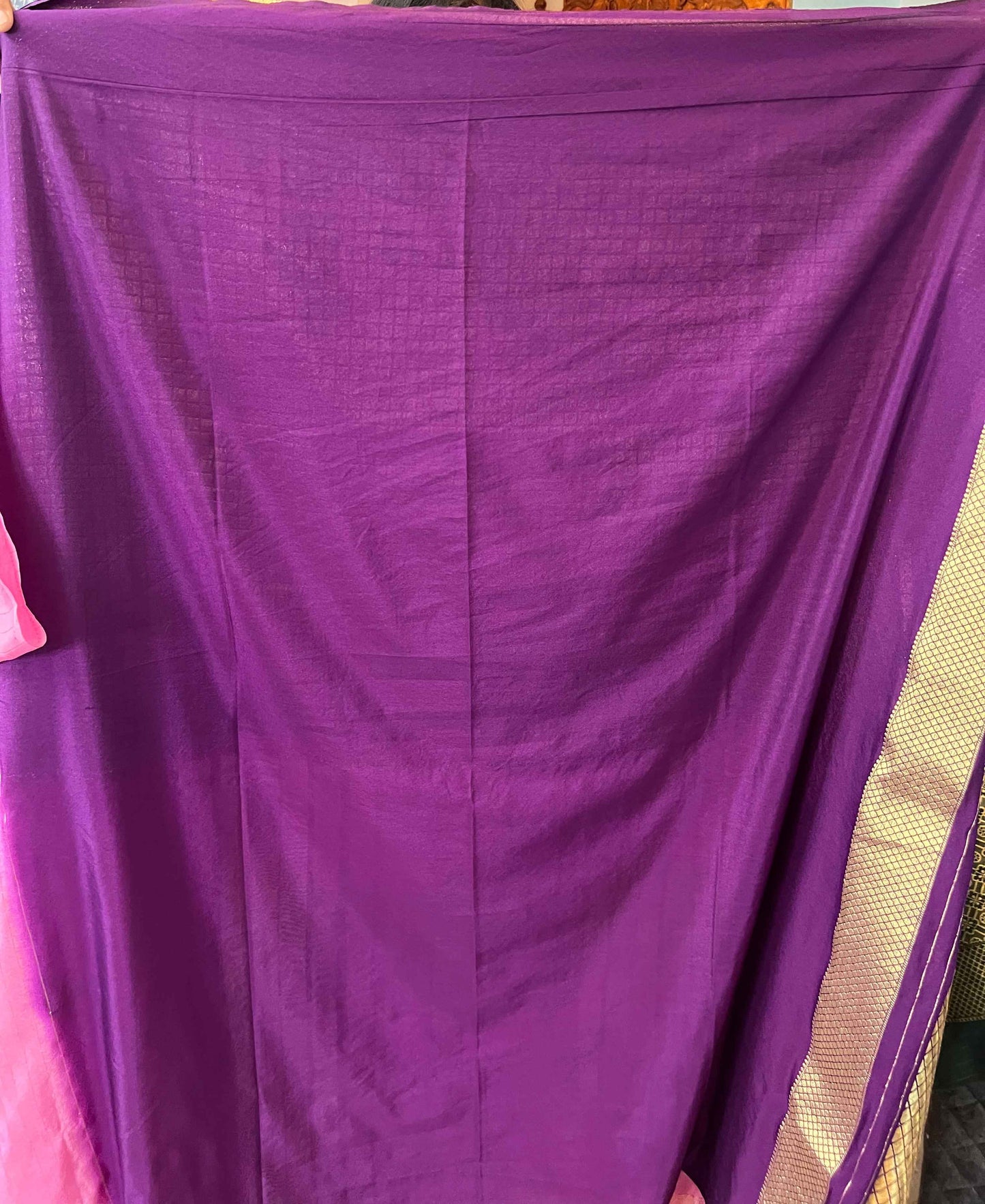 Mysore Semi Crepe Half and Half - Navy Blue with Sapphire Blue