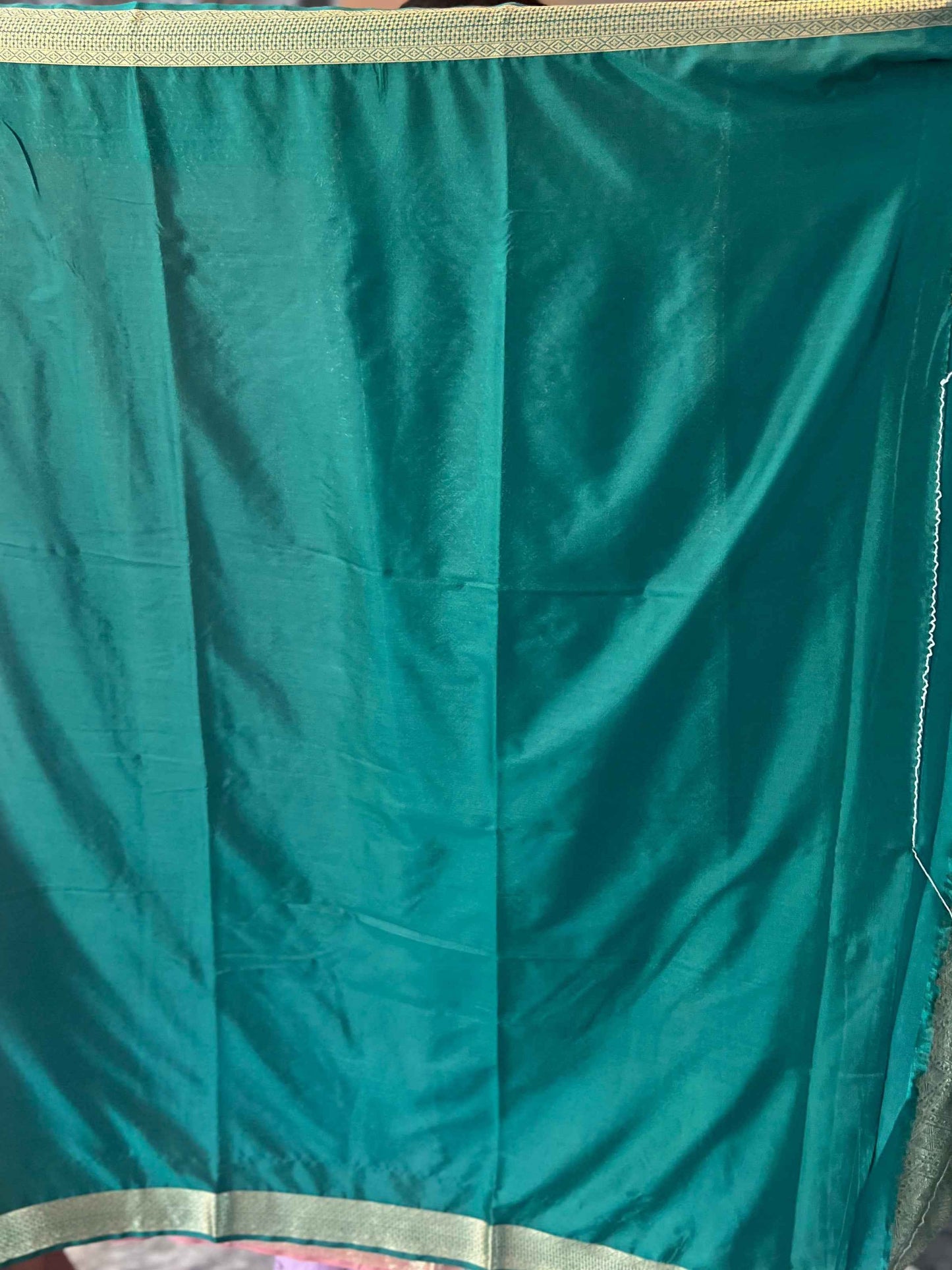 Mysore Semi Crepe Brocade - Lavender with Bottle Green
