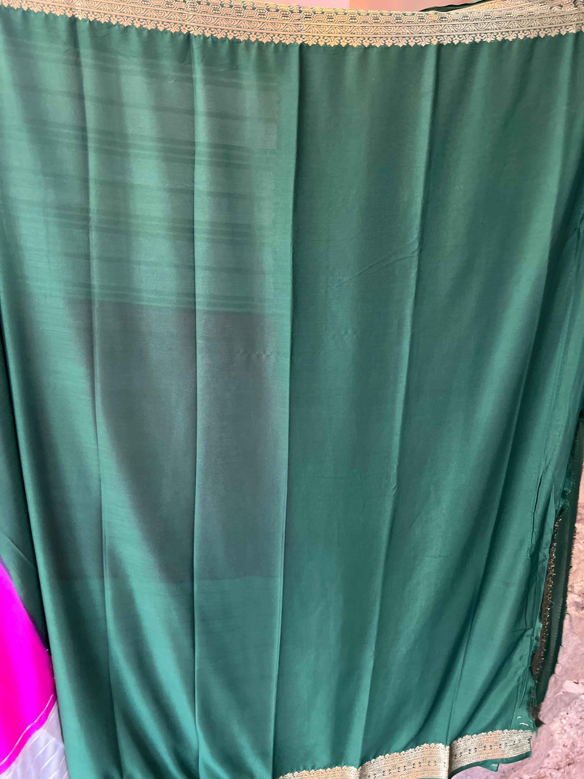 Mysore Semi Crepe 3D Elegant design - Grey with Pink and Green (Copy)