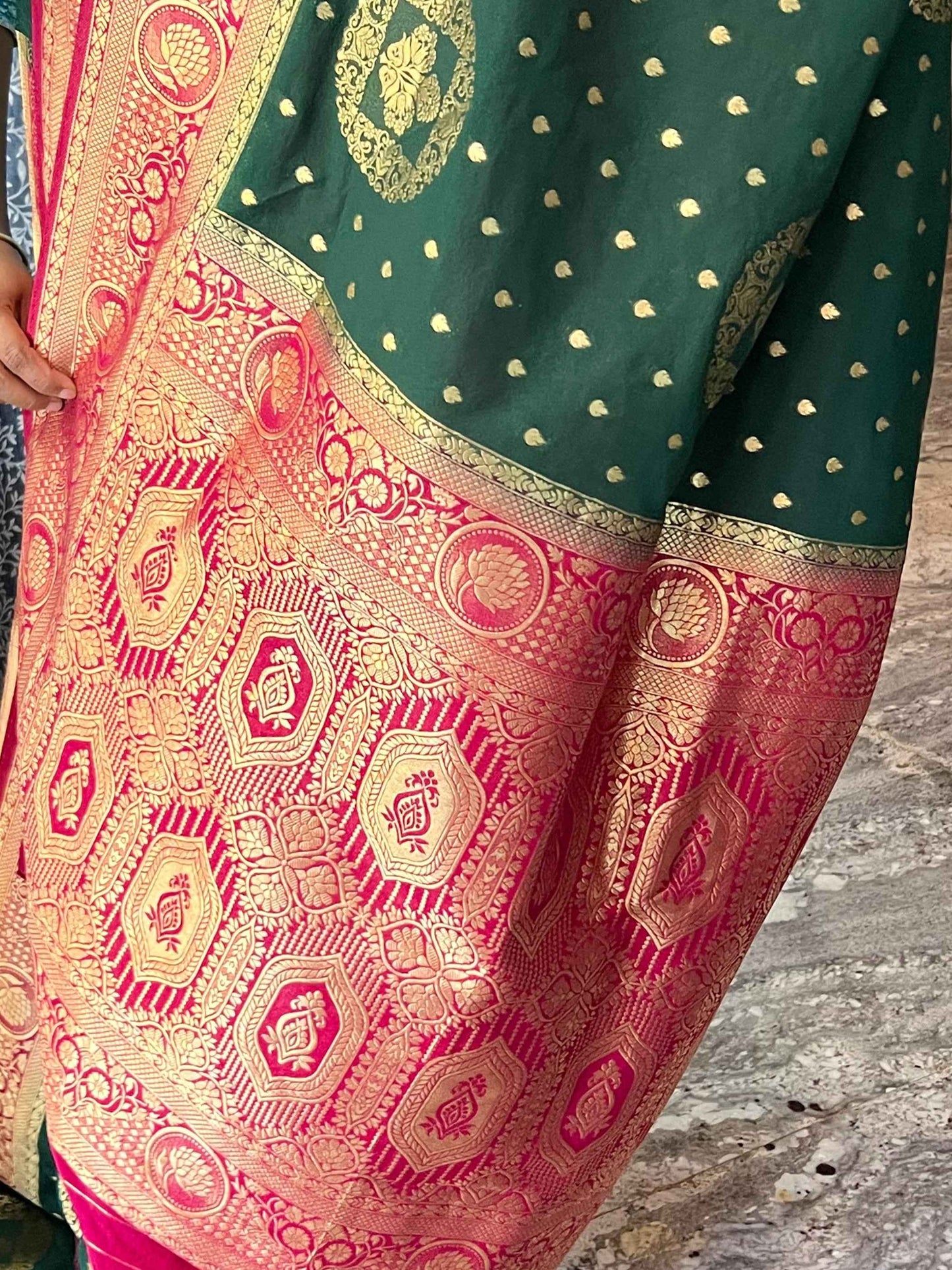 Premium Banarasi Crepe Saree - Lavender with Purple