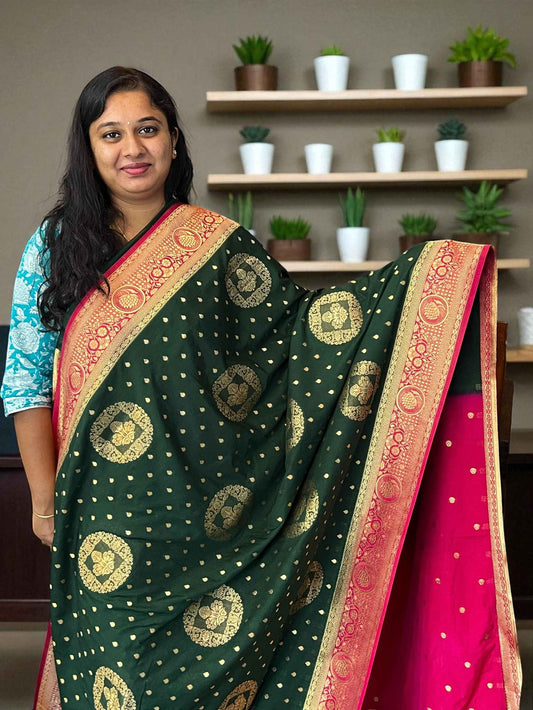Premium Banarasi Crepe Saree - Lavender with Purple