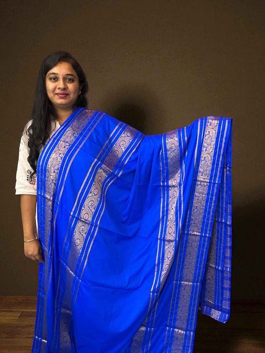 Mysore Semi Crepe Elegant 2D design - Purple with Yellow