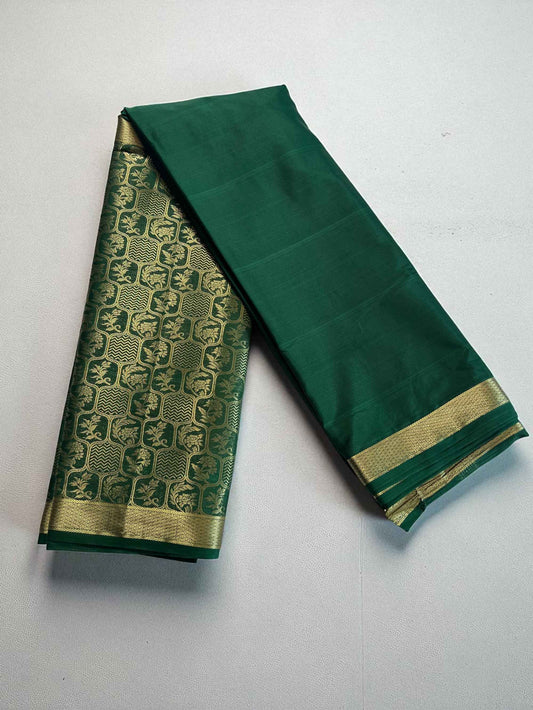 Premium Mysore Semi Crepe Half & Half Brocade - Purple