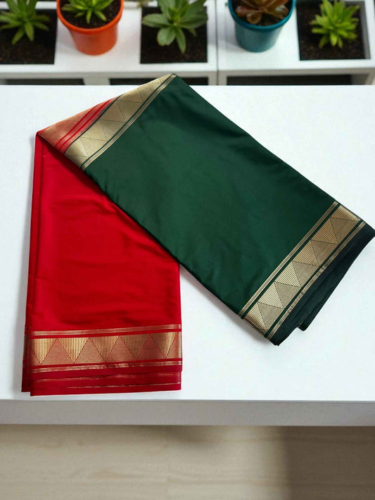 Mysore Semi Crepe Half and Half 2D -Blue with Purple