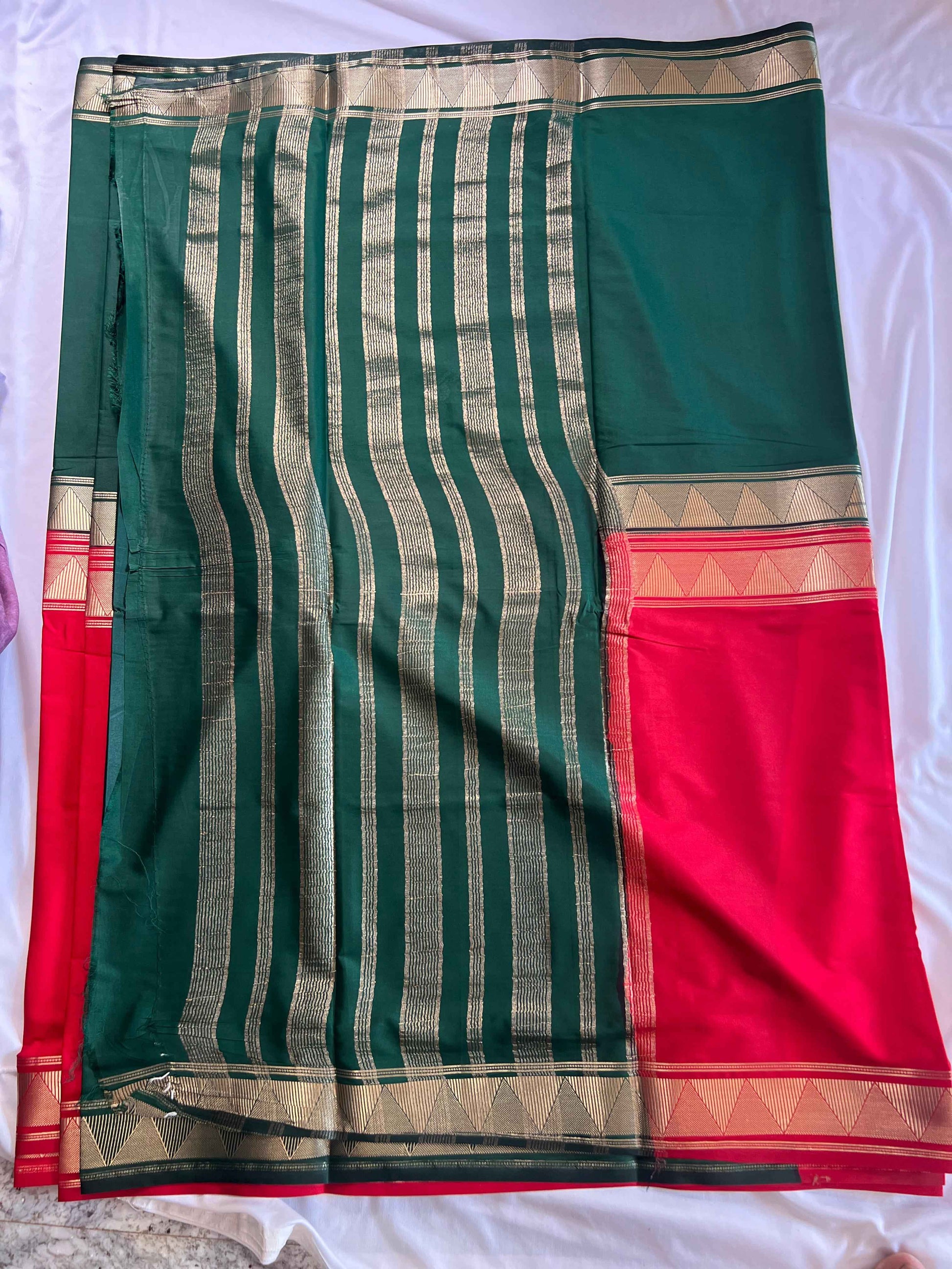 Mysore Semi Crepe Half and Half 2D -Blue with Purple