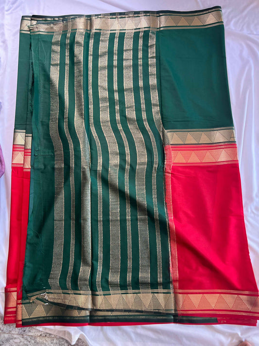 Mysore Semi Crepe Half and Half 2D -Blue with Purple