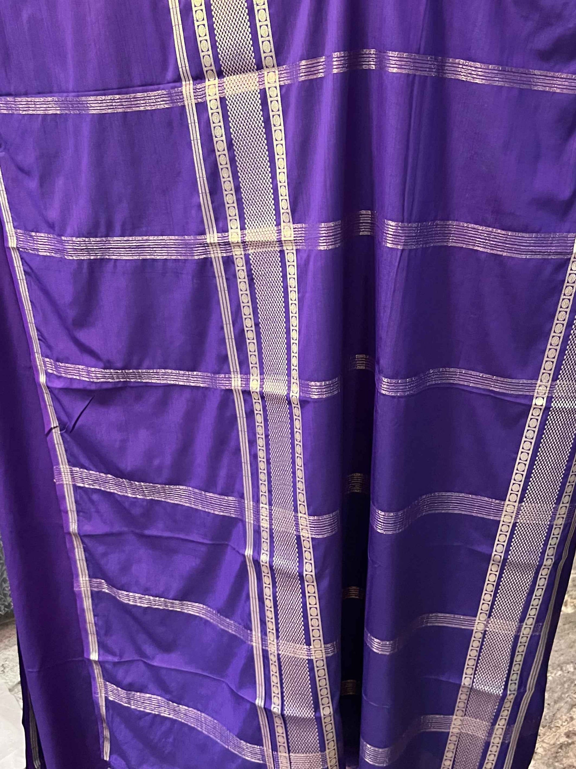 Mysore Semi Crepe Elegant 4 line border design - Purple (Copy)