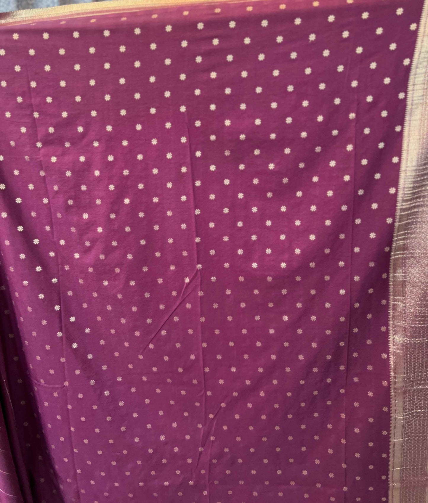 Premium Banarasi Crepe Fabric - Checks with Butta Design - Craft Of Aele