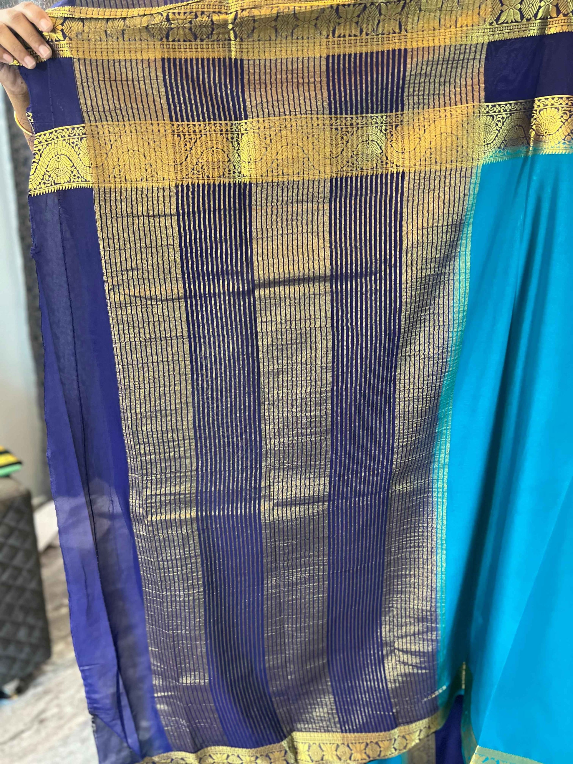 Semi Crepe Floral Border Fabric - Bentex Design - Craft Of Aele