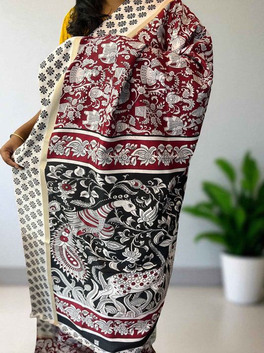 Printed Mul Cotton Saree in Red and Black for Elegant Occasions - Craft Of Aele