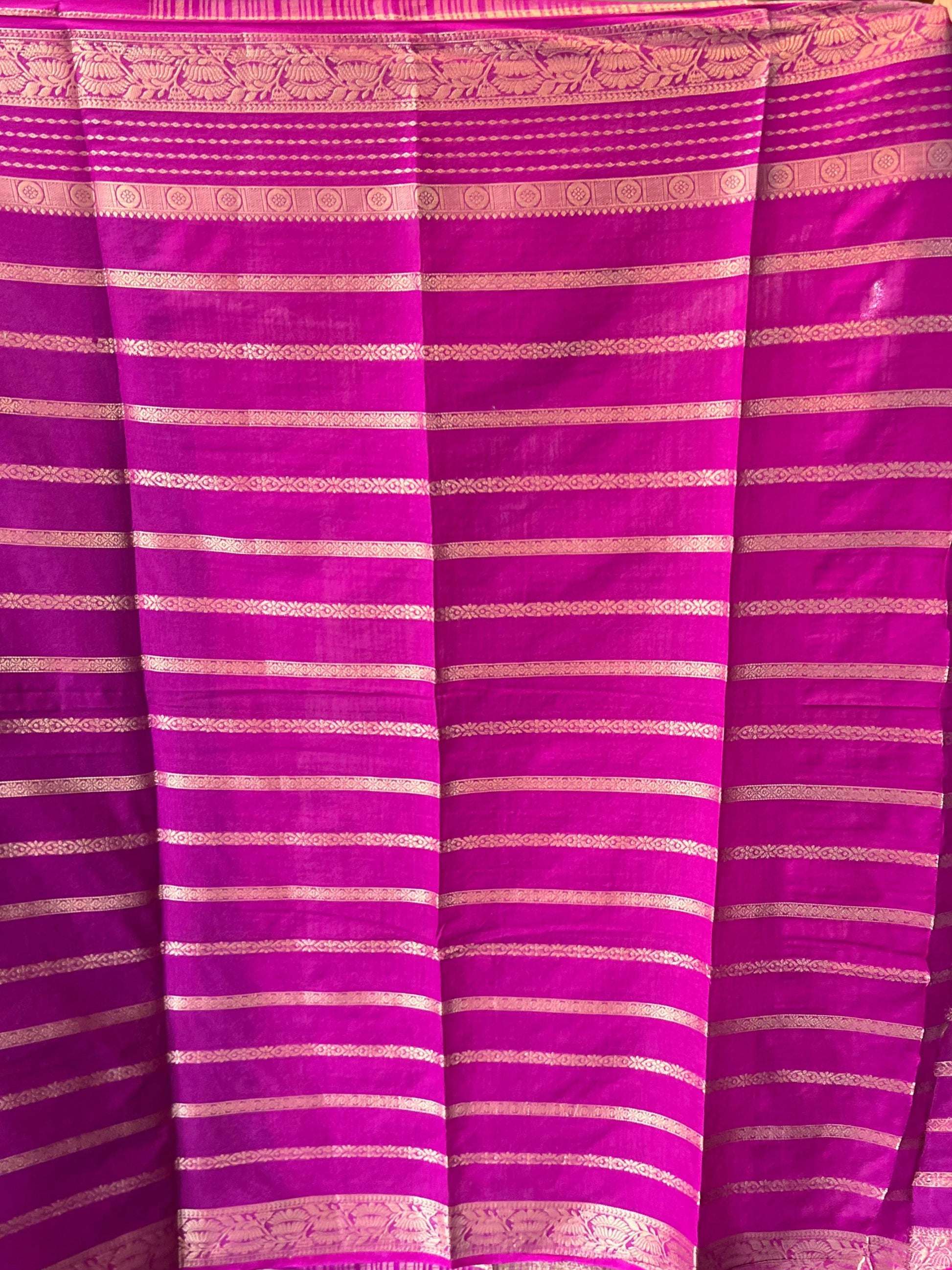 Premium Georgette Saree - Elegant Black with Pink Design - Craft Of Aele