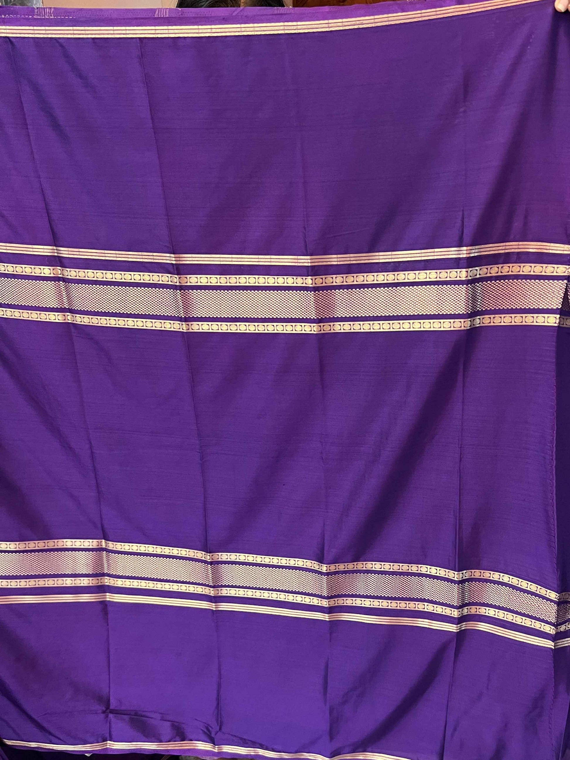 Mysore Semi Crepe Elegant 4 line border design - Purple (Copy)
