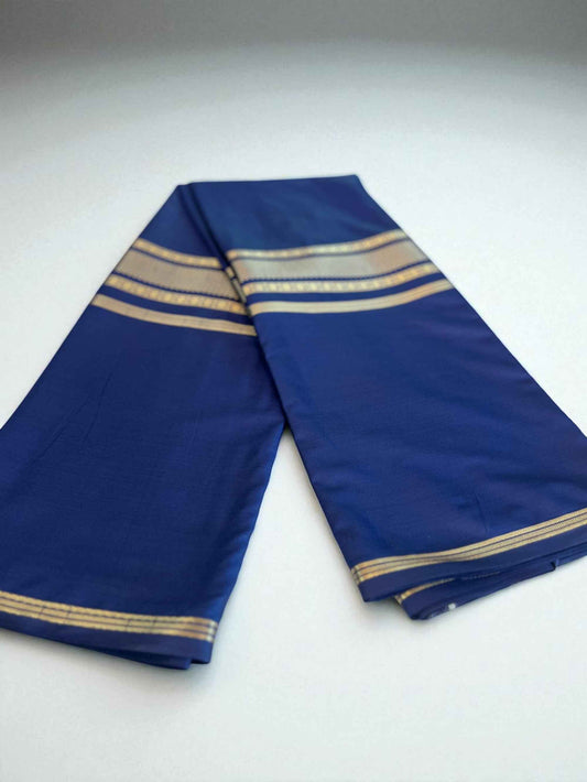 Mysore Semi Crepe Elegant 4 line border design - Navy Blue (Copy)