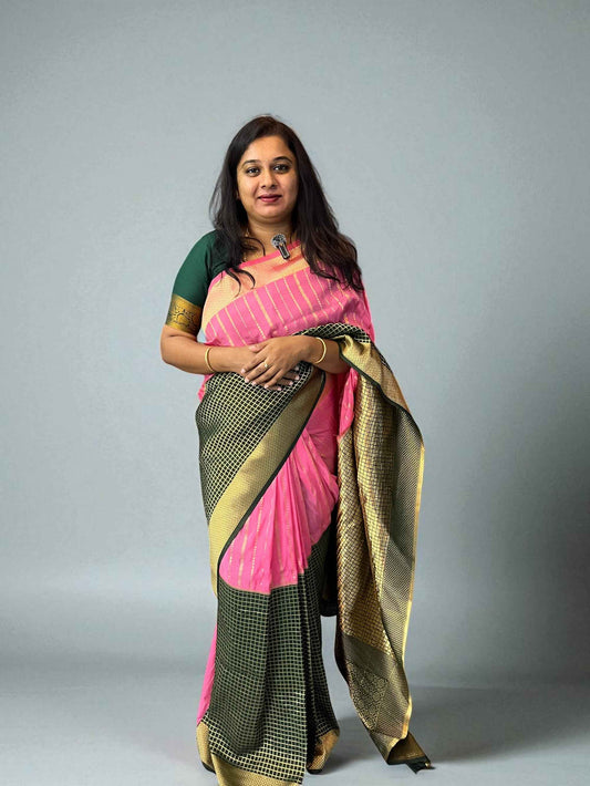 Mysore Semi Crepe Half and Half - Candy Pink with Green (Copy)