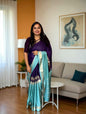 Mysore Semi Crepe Half and Half 2D - Green with Purple