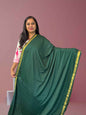 Semi Mysore Crepe Fabric in Bottle Green with One Inch Border - Craft Of Aele