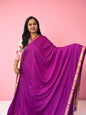 Semi Mysore Crepe Dark Pink Fabric with One Inch Border for Fashion and Crafts - Premium Quality - Craft Of Aele