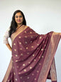 Premium Banarasi Crepe Fabric - Checks with Butta Design - Craft Of Aele