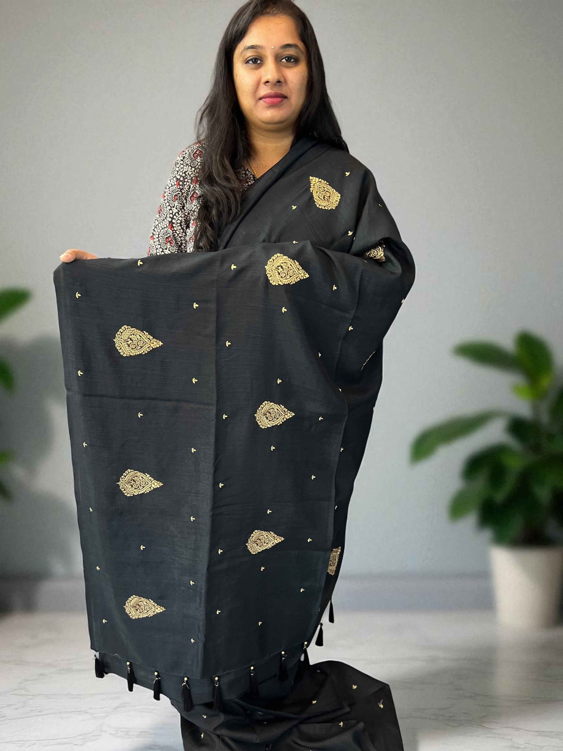 Raw Silk Black With Red Blouse - Elegant Luxury Fabric for Stunning Outfits - Craft Of Aele