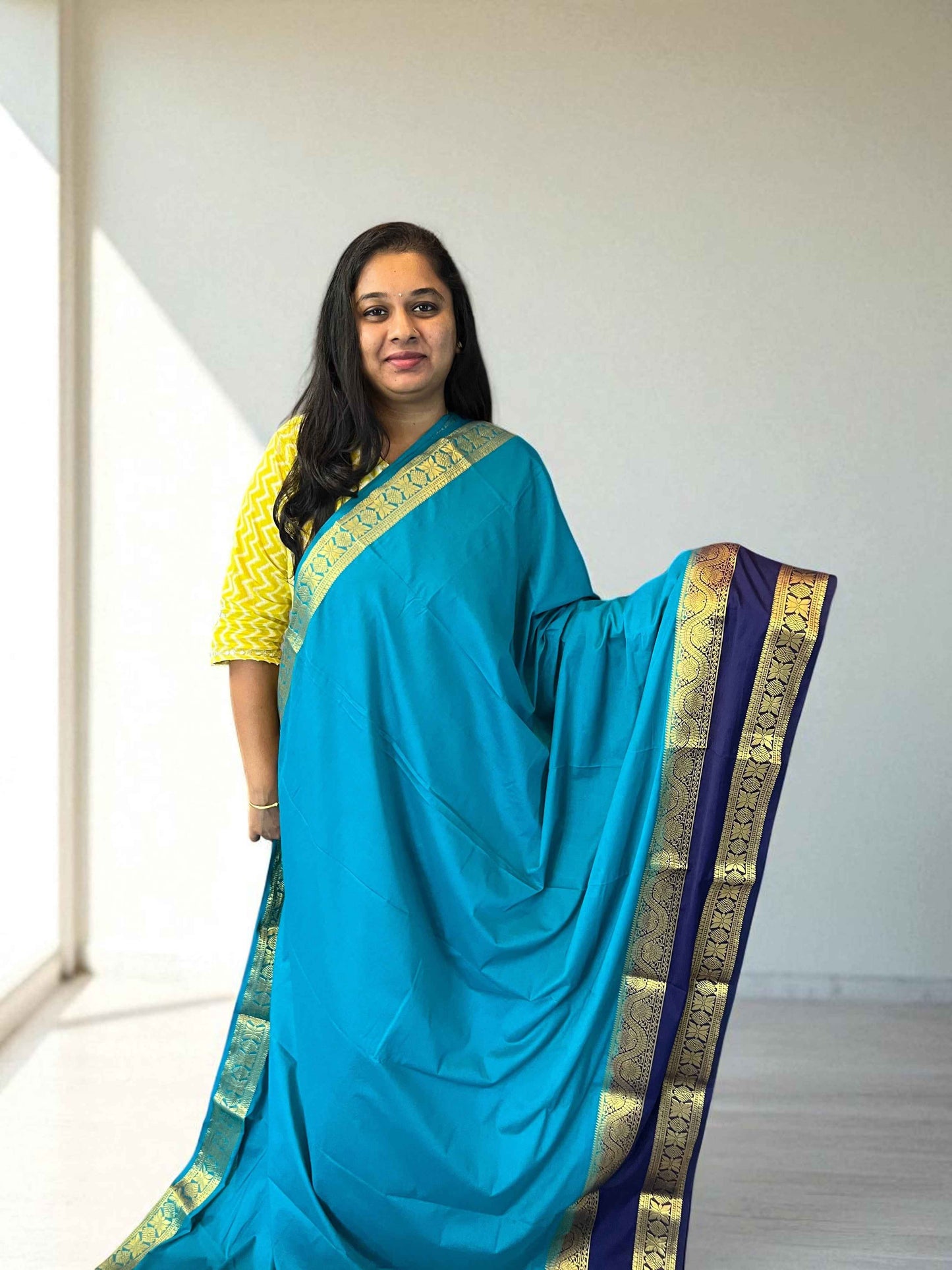 Semi Crepe Floral Border Fabric - Bentex Design - Craft Of Aele