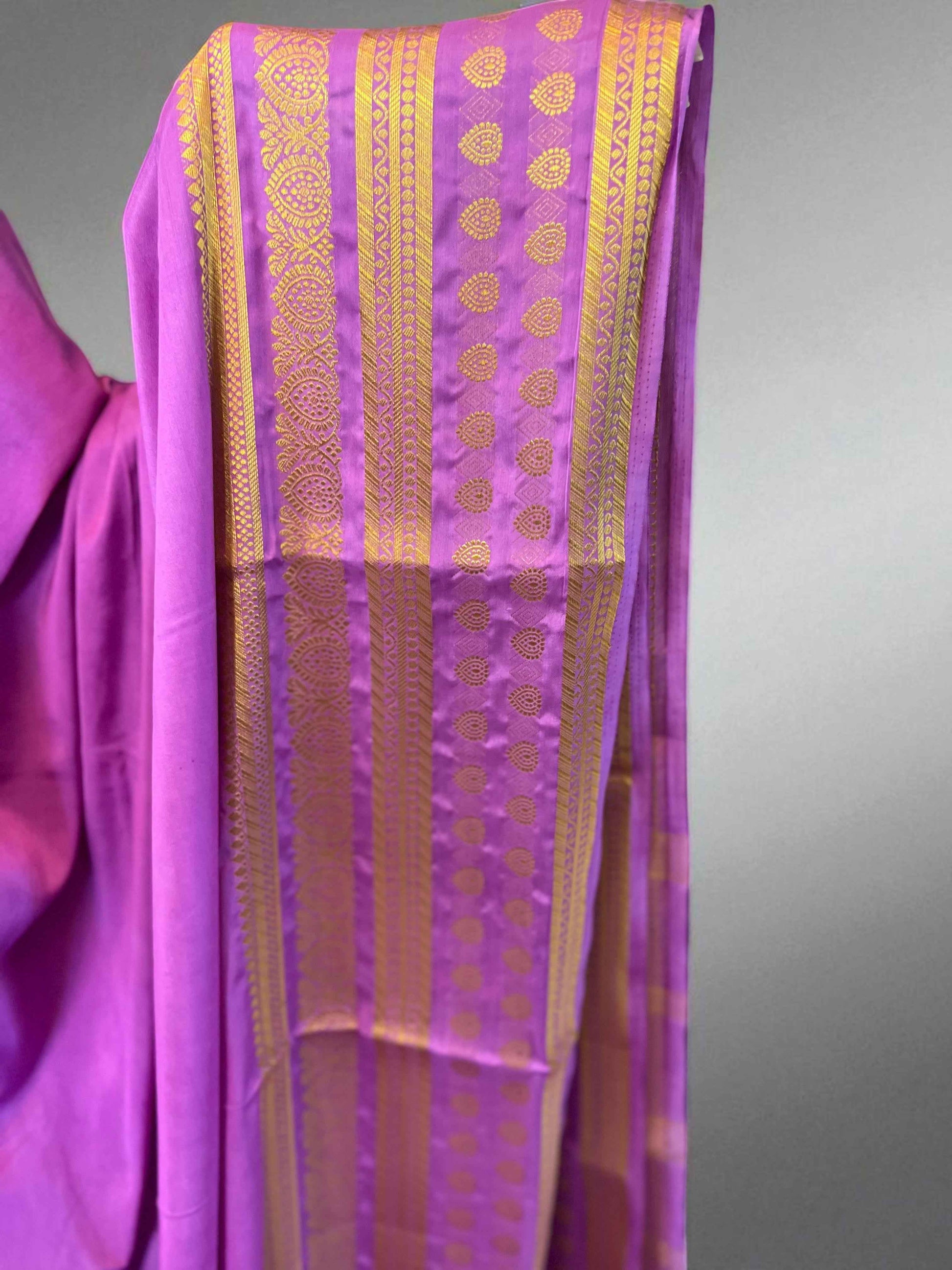 Semi Crepe Butta Border Lavender by Bentex Design - Elegant and Stylish - Craft Of Aele