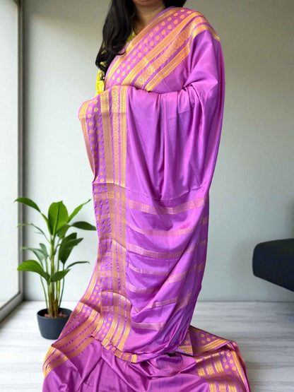 Semi Crepe Butta Border Lavender by Bentex Design - Elegant and Stylish - Craft Of Aele