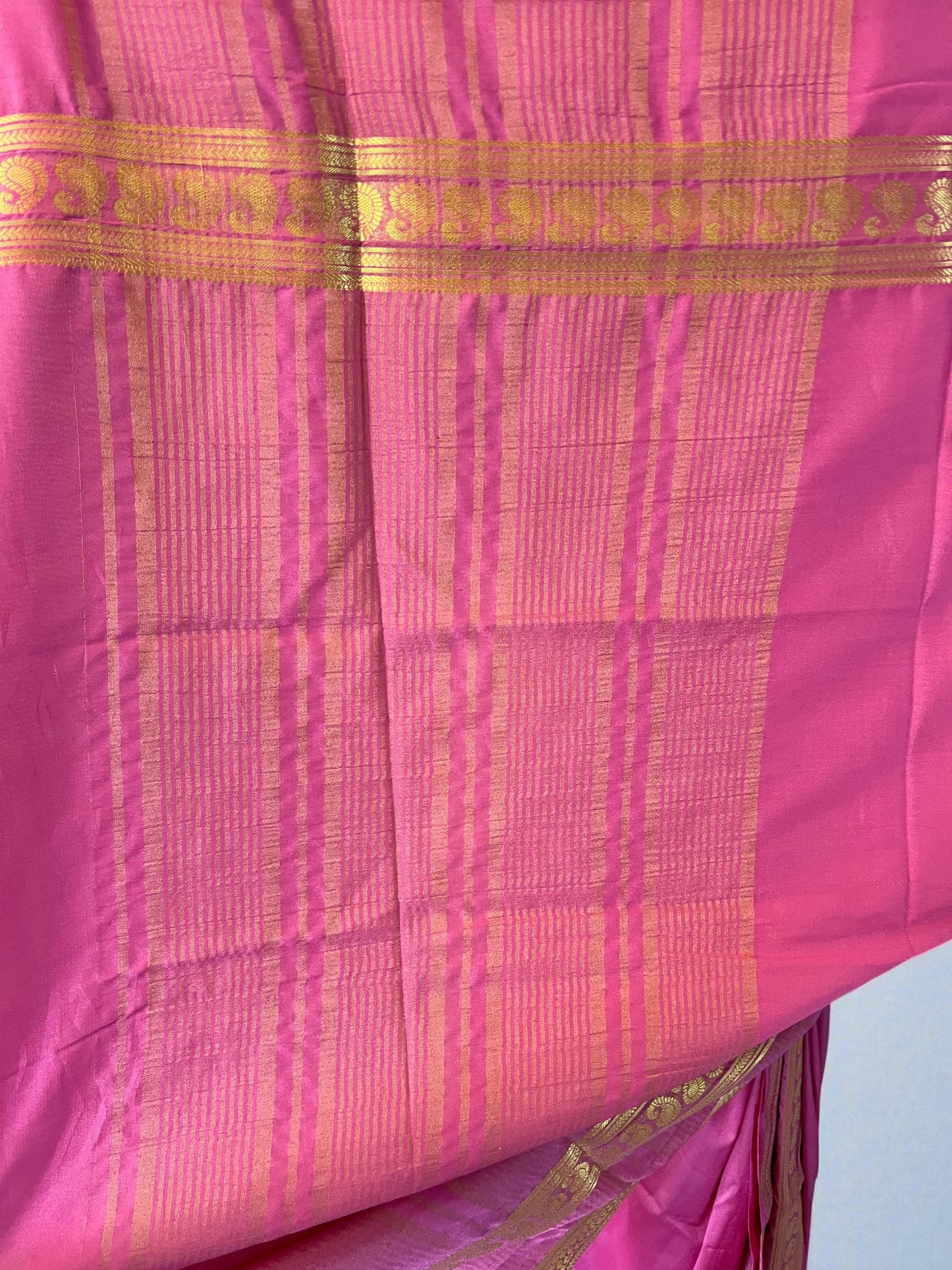 Semi Crepe Mango Border Fabric - Bentex Design for Elegant Fashion Creations - Craft Of Aele
