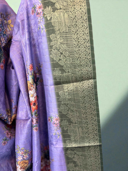 Floral Cotton Saree with Elegant Borders and Luxurious Pallu - Craft Of Aele