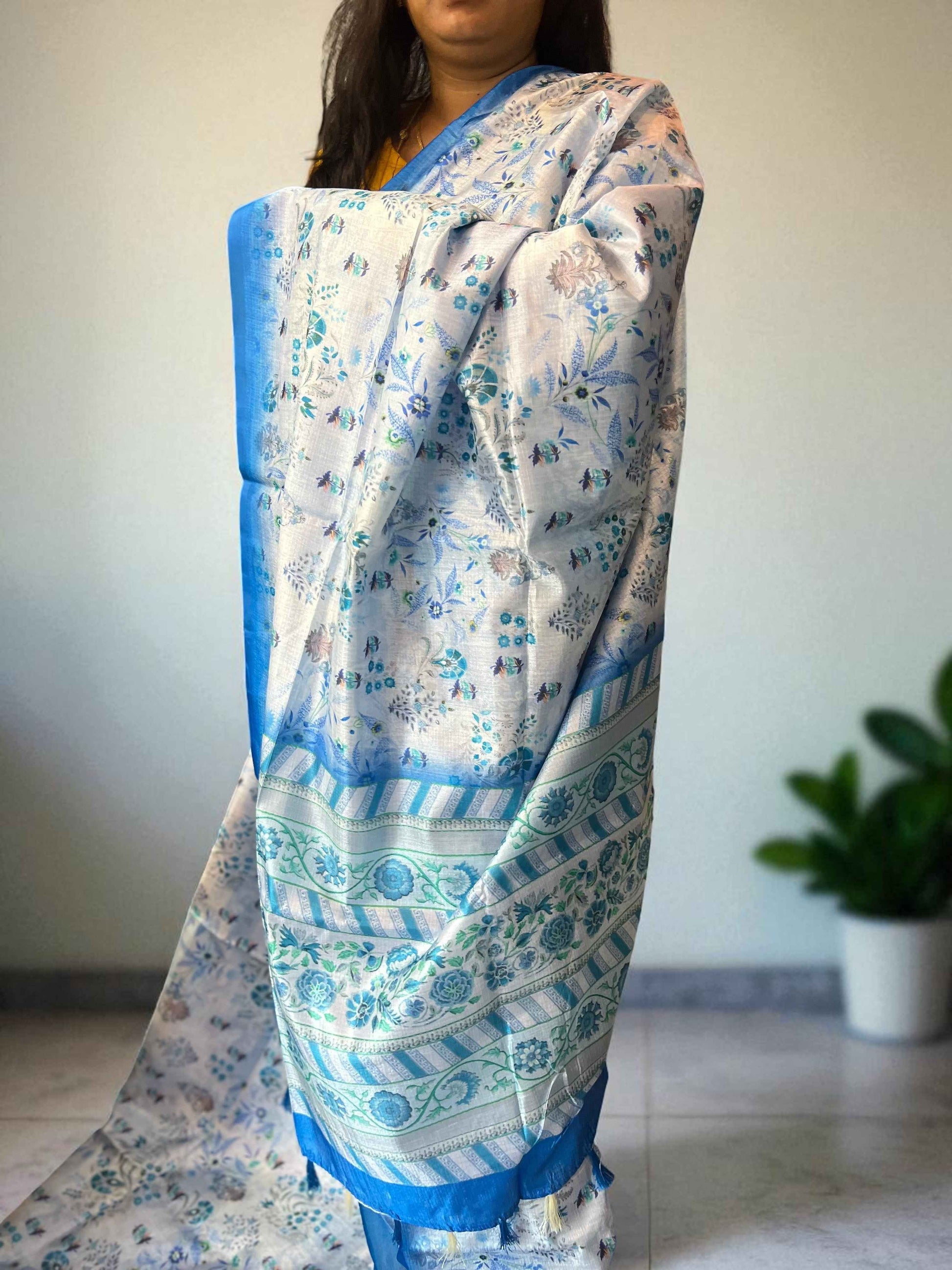 Soft Cotton Floral Blue Dress - Elegant Fabric for Stylish Outfits - Craft Of Aele