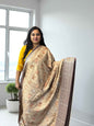 Soft Silk Pichwai Prints Saree in Beige Color - Craft Of Aele