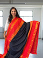 Semi Crepe Black Tomato Red Stylish Combo Saree - Craft Of Aele