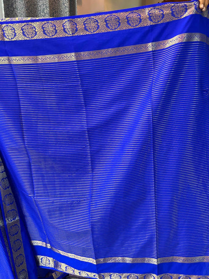 Semi Crepe Fabric Royal Blue with Elegant Bentex Border - Craft Of Aele
