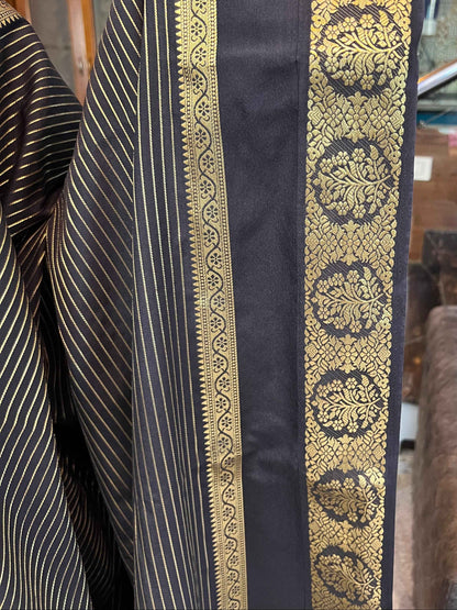 Semi Crepe Fabric with Bentex Border in Black - Elegant and Versatile Choice - Craft Of Aele