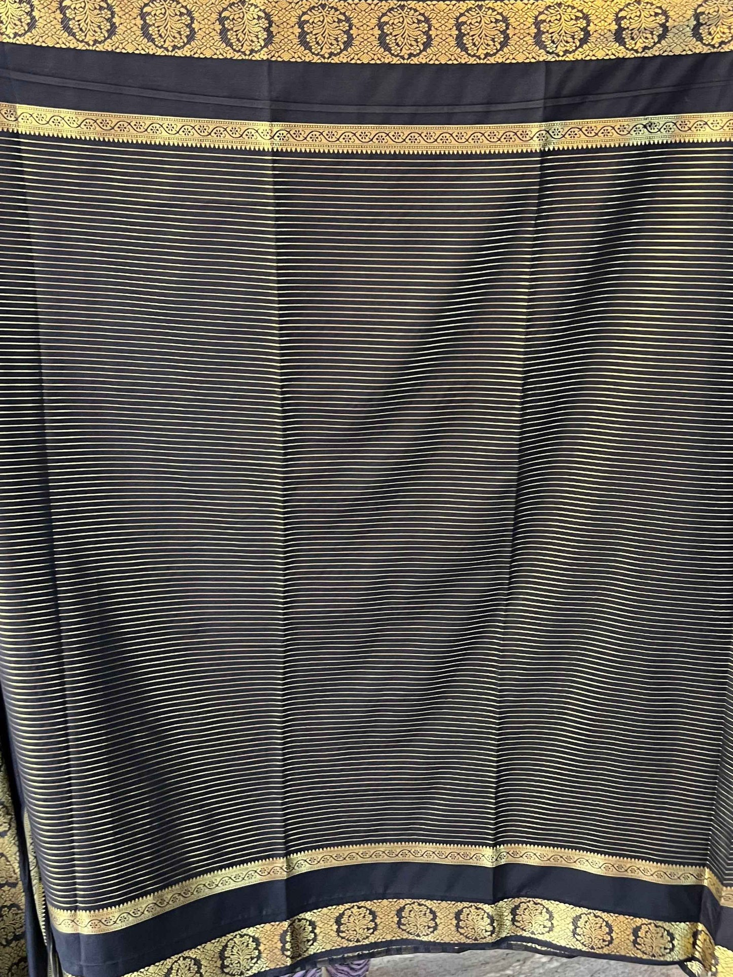 Semi Crepe Fabric with Bentex Border in Black - Elegant and Versatile Choice - Craft Of Aele