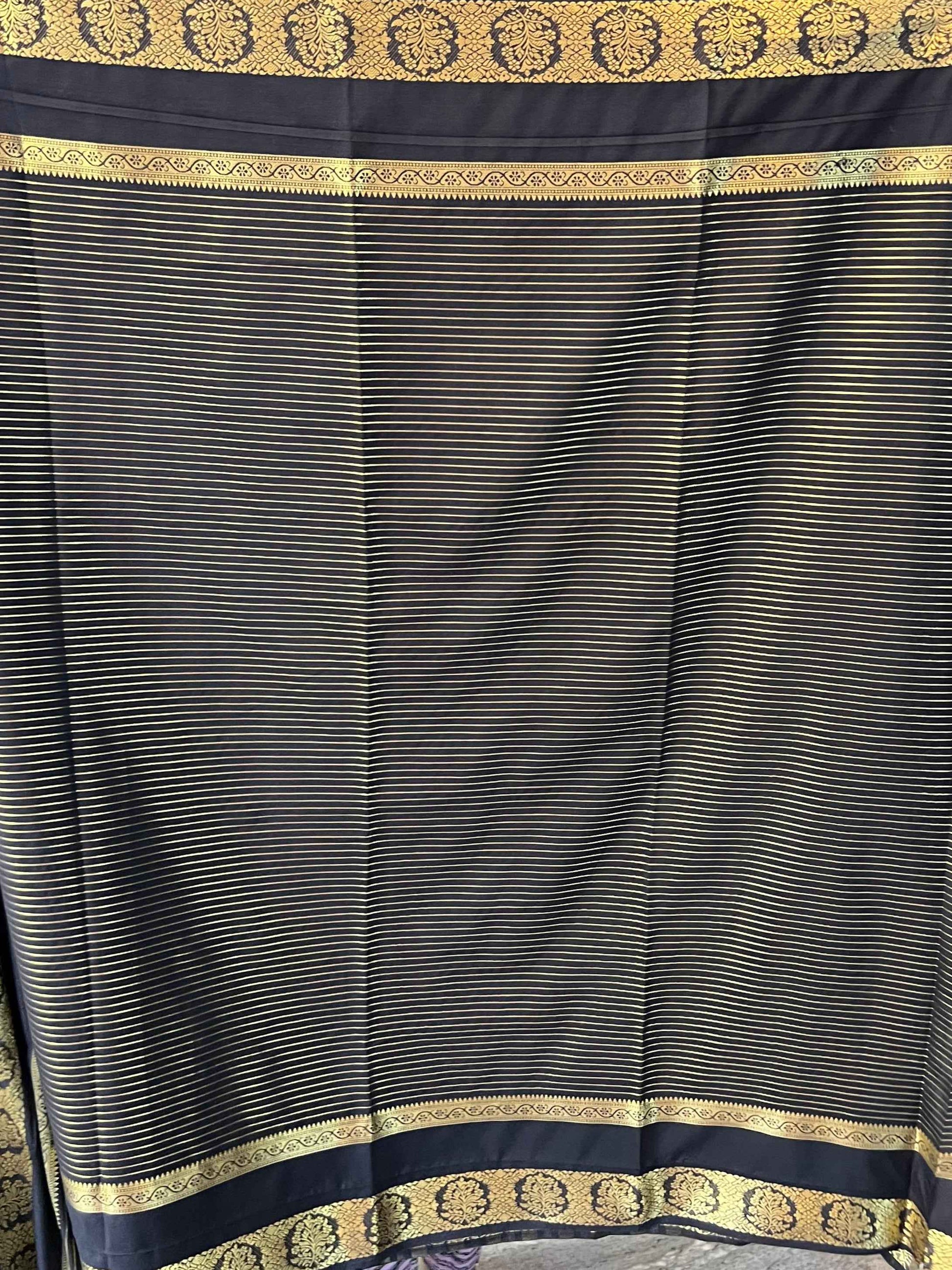 Semi Crepe Fabric with Bentex Border in Black - Elegant and Versatile Choice - Craft Of Aele