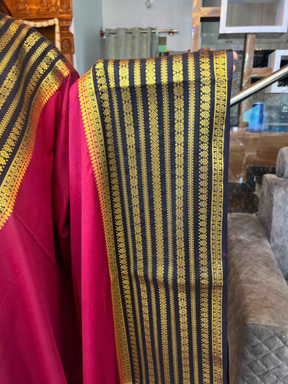 Semi Crepe Fabric - Elegant and Versatile Kanchi Border in Red with Black - Craft Of Aele