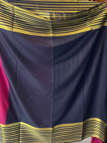 Semi Crepe Fabric - Elegant and Versatile Kanchi Border in Red with Black - Craft Of Aele